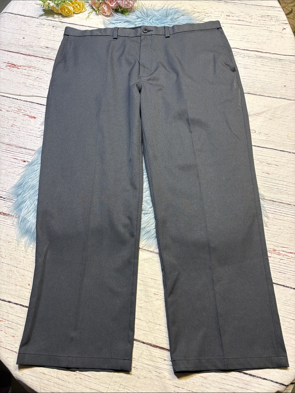 Haggar Men's Straight Dress Pants in Charcoal Gray Sz 44x30